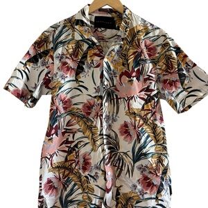 Sean John Tropical Print Short Sleeve Shirt Size L